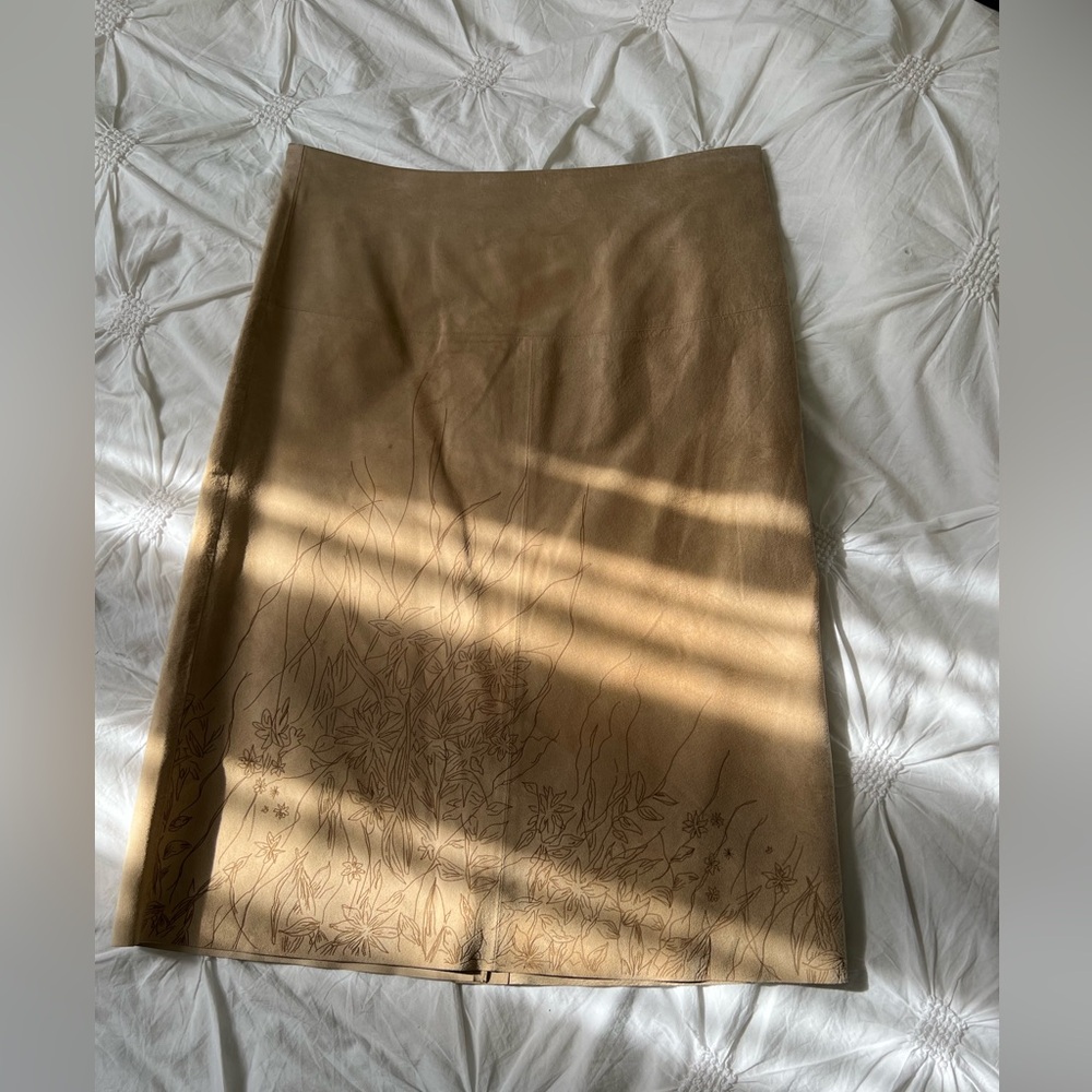 Kenneth Cole Suede Skirt with Floral Design